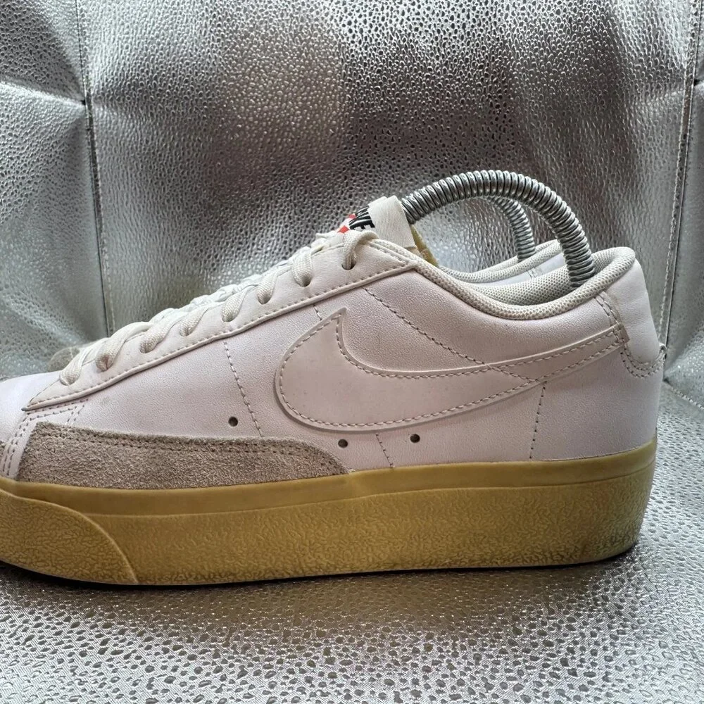 Size 8.5 - Nike Blazer Platform Low Womens White Lemon Wash Sneakers‎ DJ0292-109